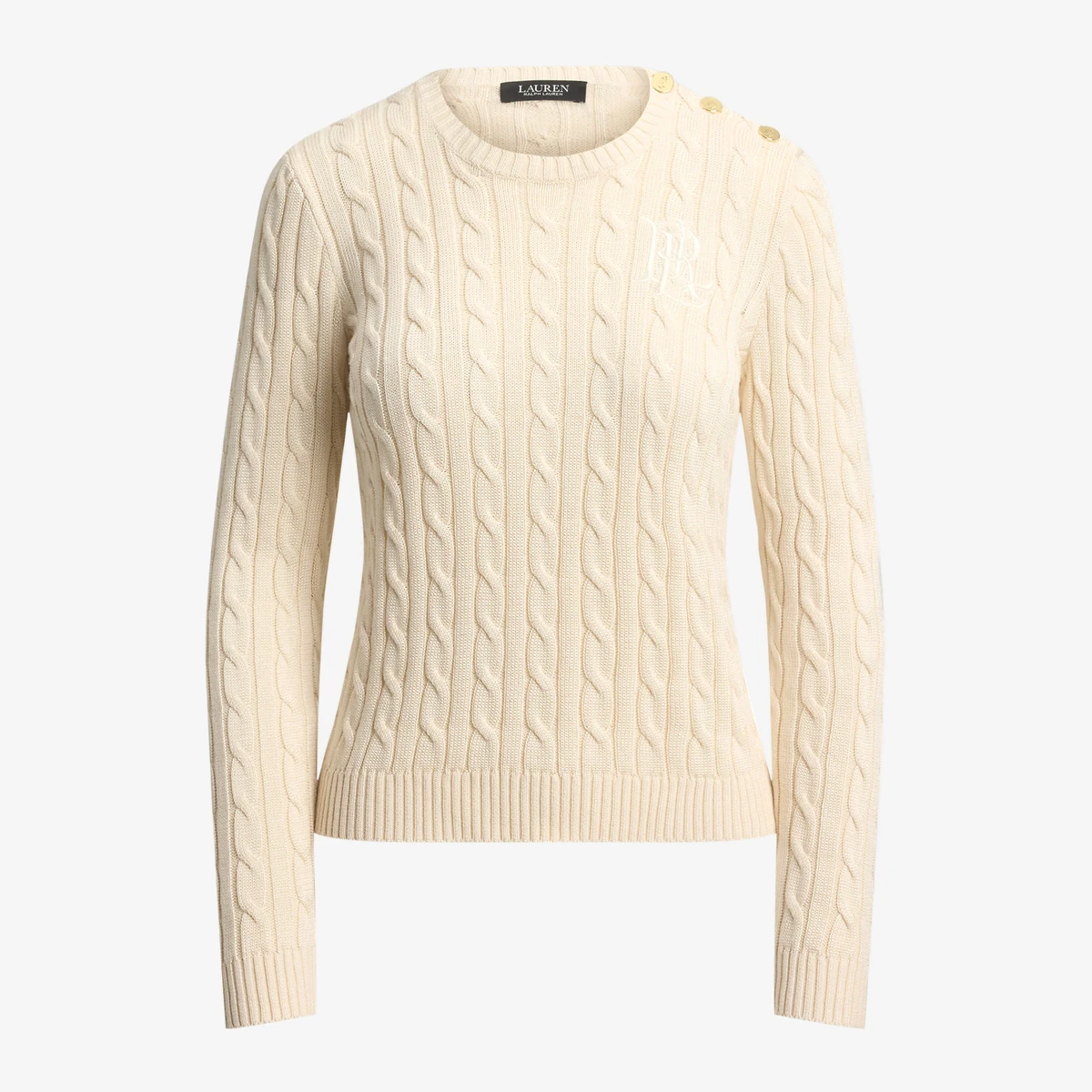 Button Trim Cable Knit Sweater вид 5