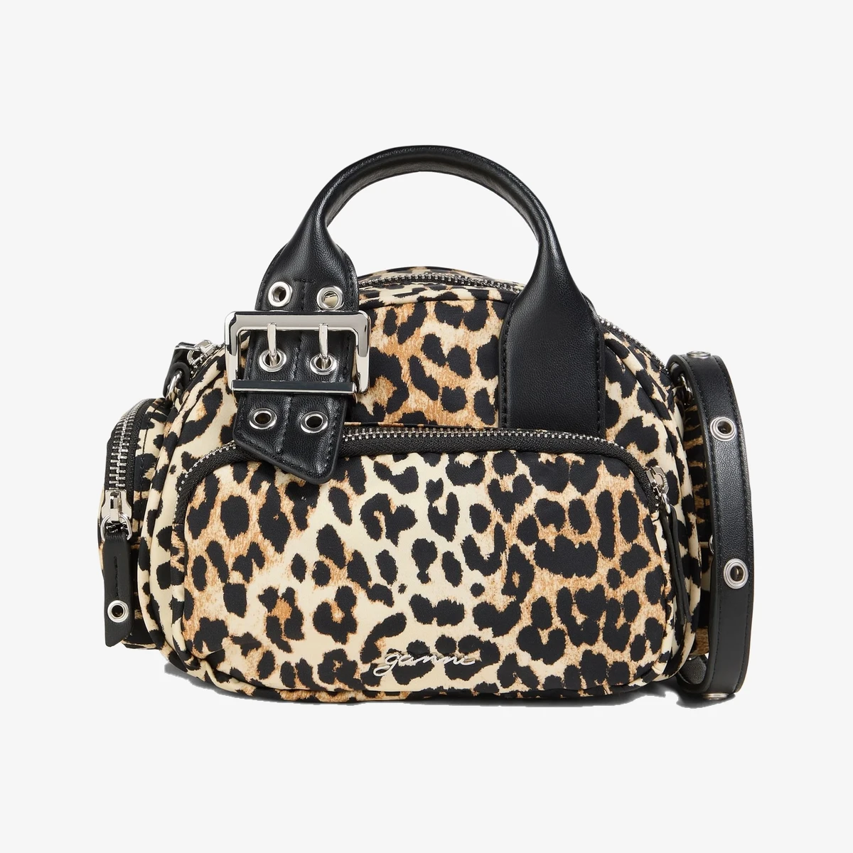 GANNI Leopard-print shell tote in Multicolour