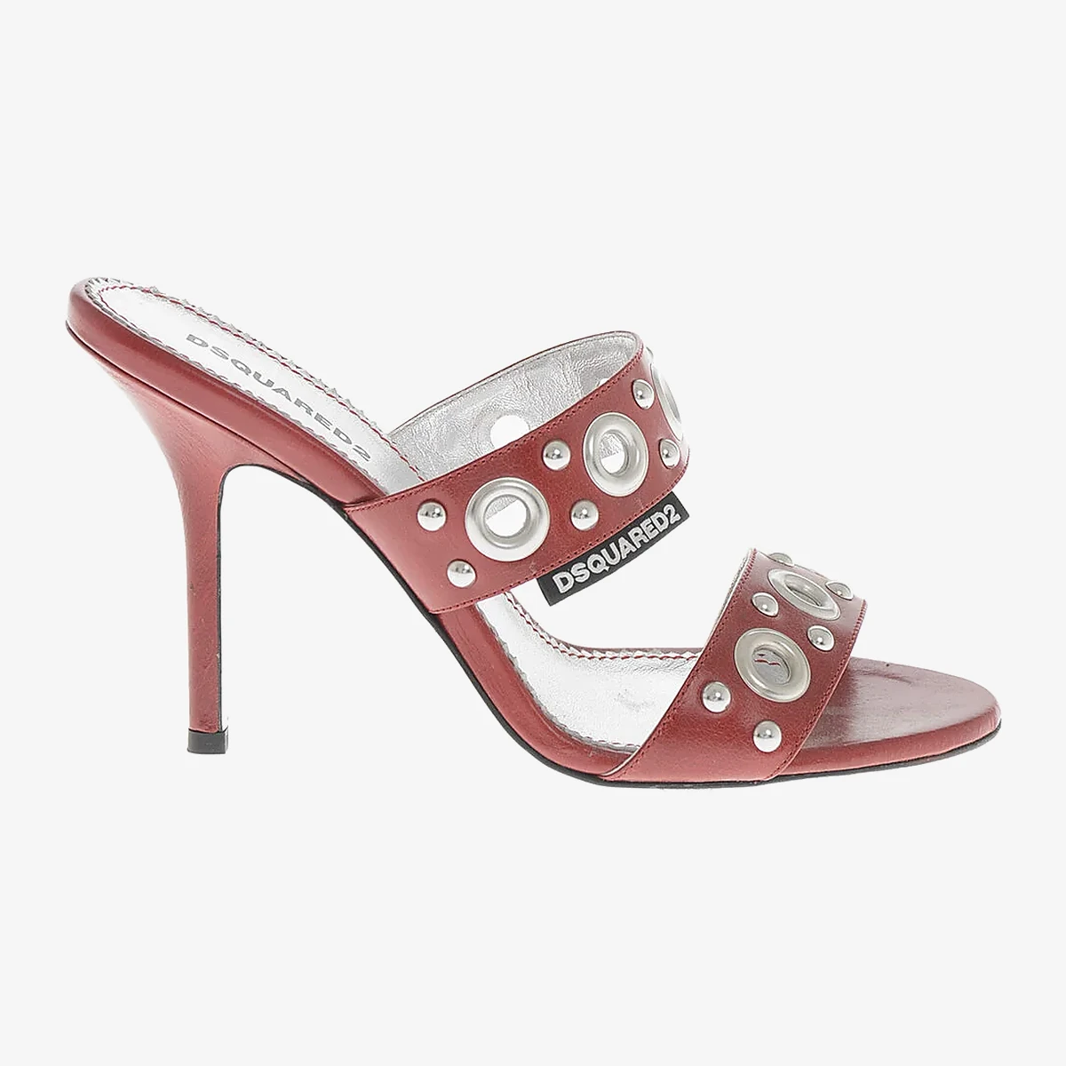 Leather Mules GOTHIC with Double Strap and Studs 10cm view 3