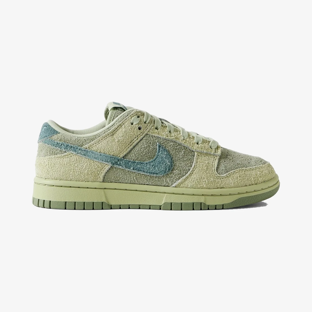 Nike Dunk Low Brushed-Suede Sneakers in Green
