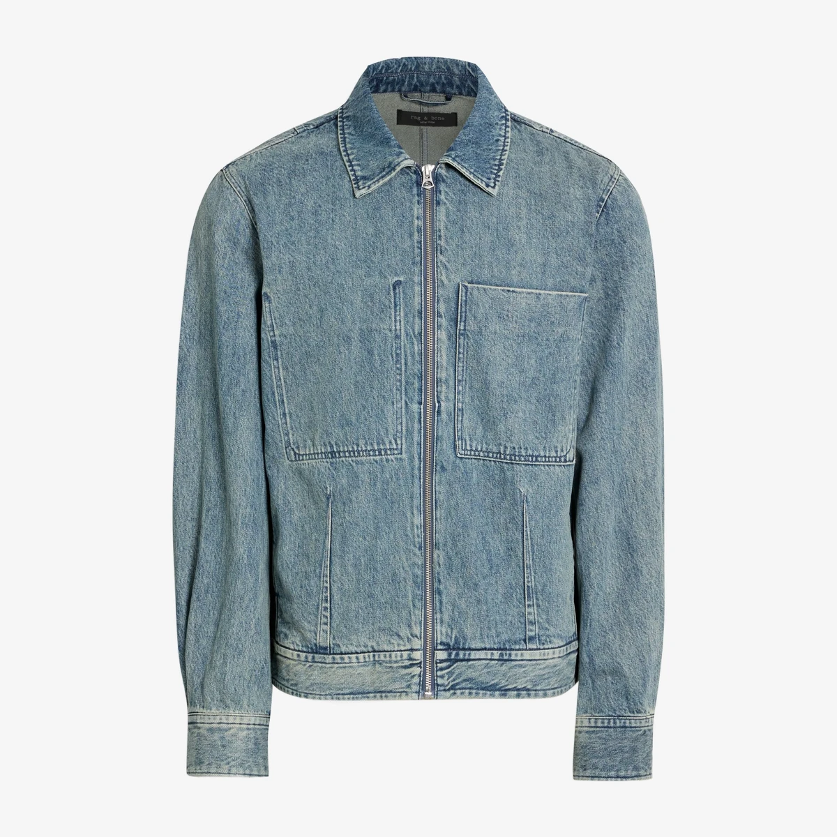 Rag & Bone Simon Zip-Front Cotton Denim Jacket in Denim Blue
