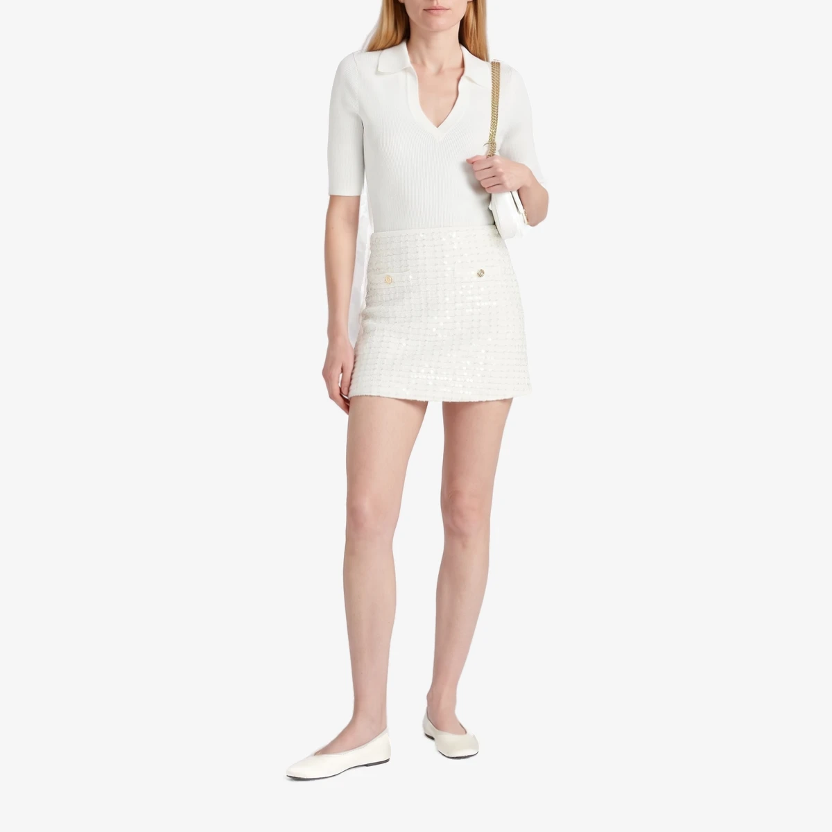 Sequined Bouclé-Knit Mini Skirt ხედი 2