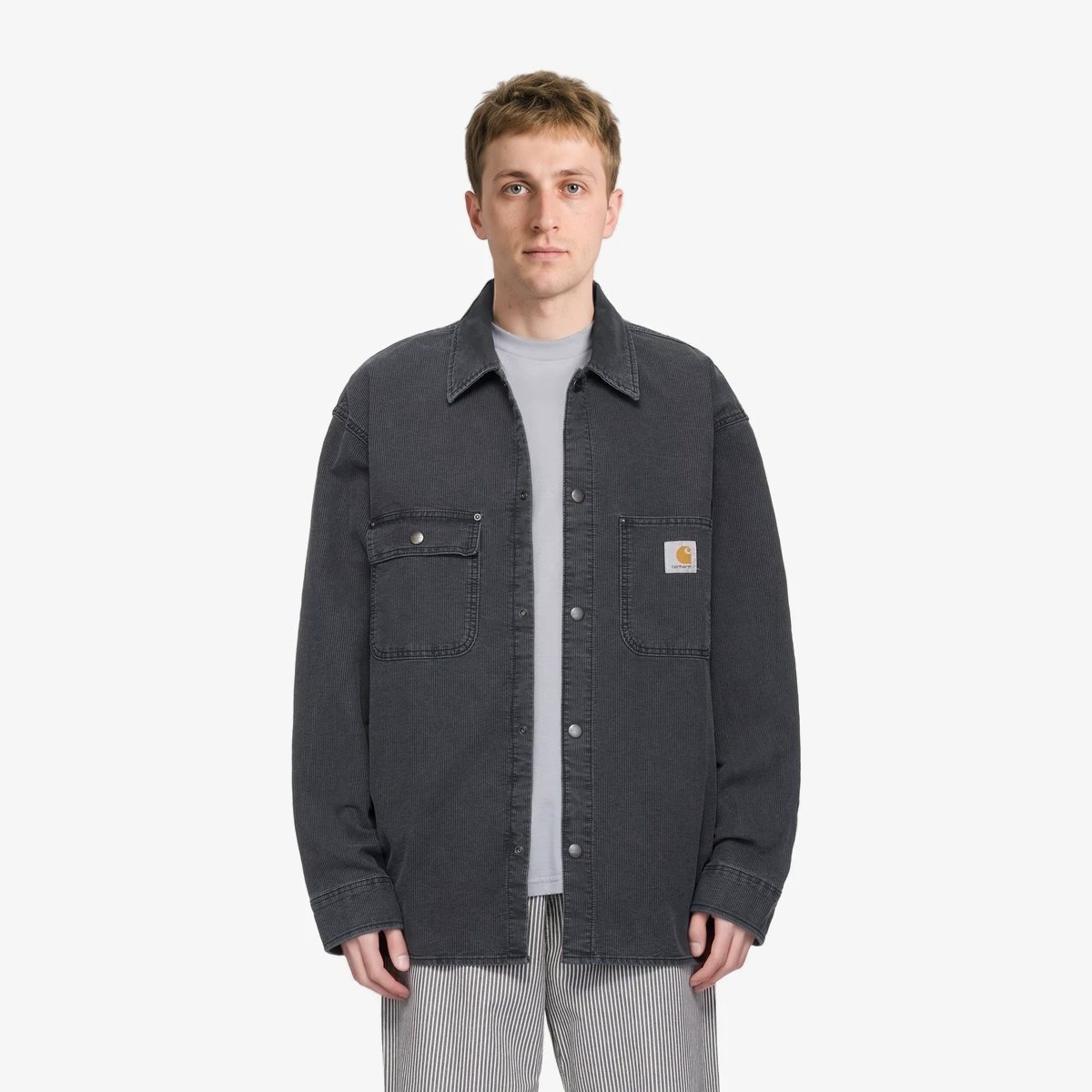 Carhartt WIP Gray Parrish Corduroy Overshirt in Grey