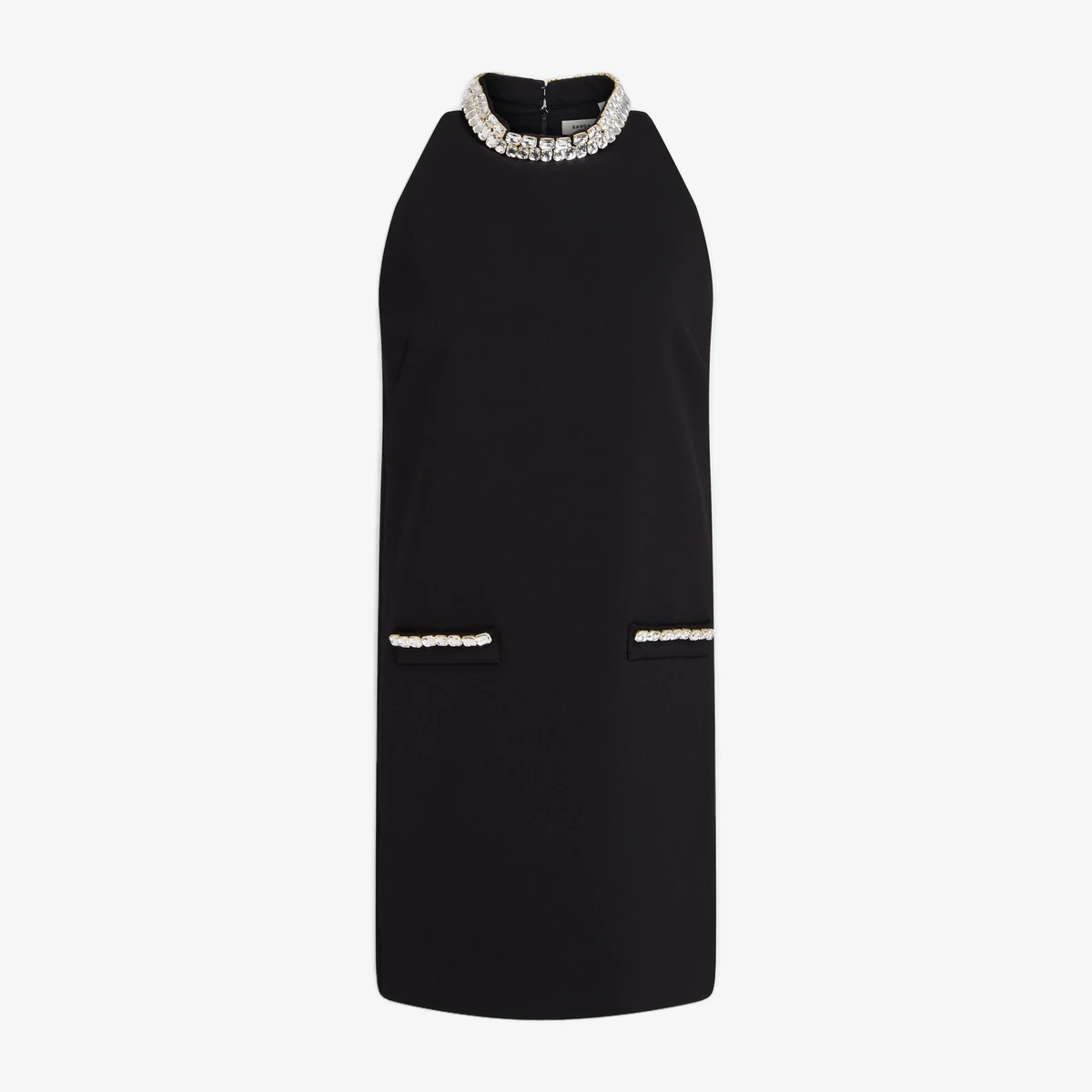 Sandro Crystal-Embellished Crepe Mini Dress in Black