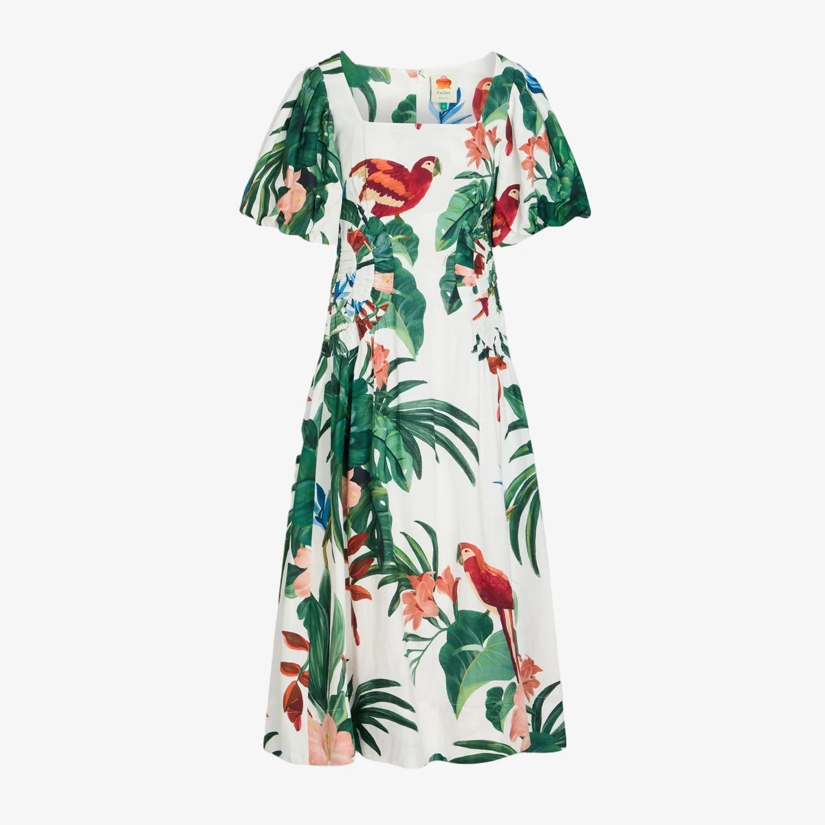Farm Rio Printed Linen-Blend Midi Dress in Multicolour