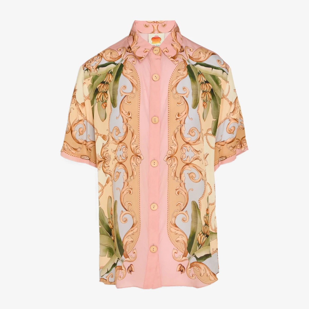 Farm Rio Printed Crepe de Chine Shirt in Pink