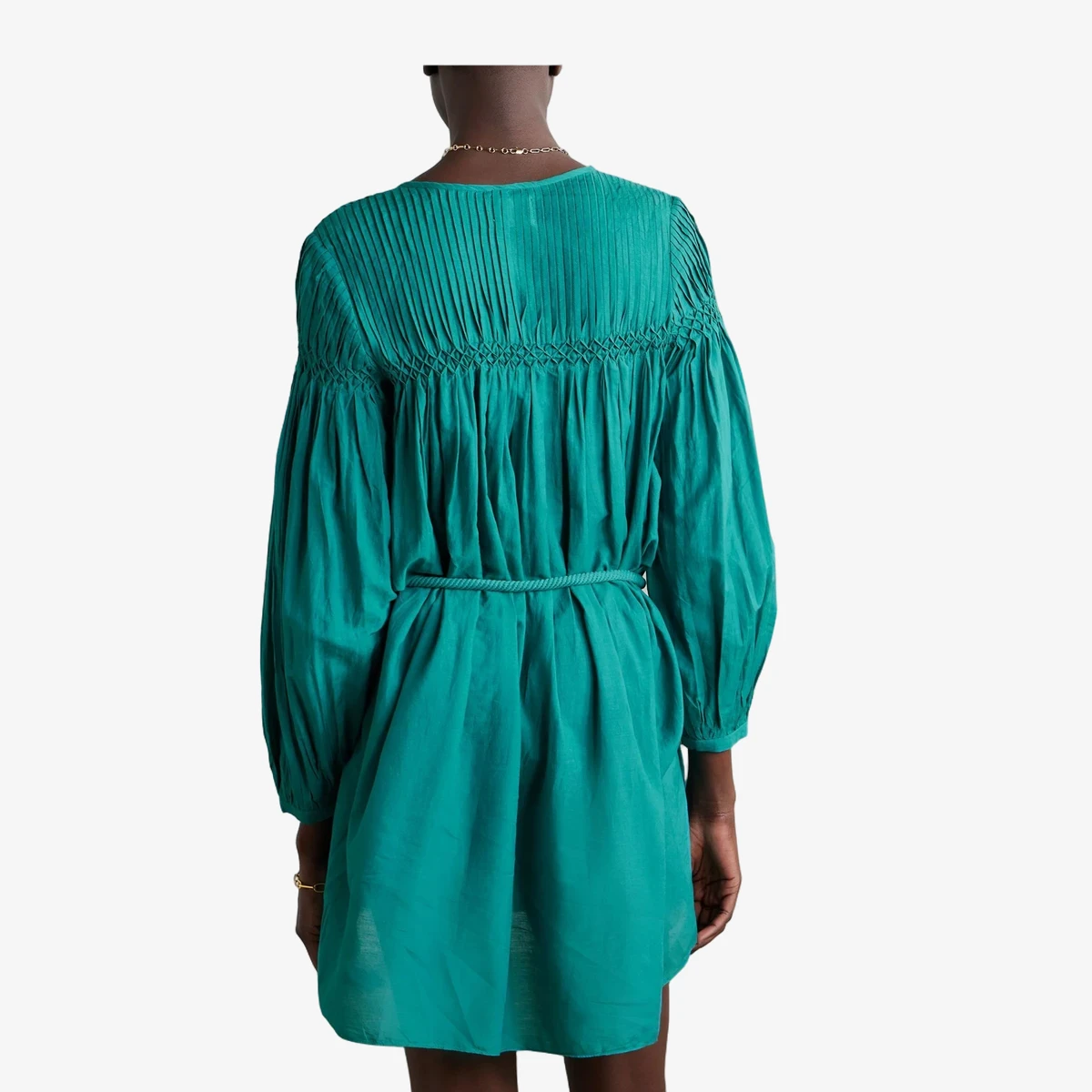 Adeliani Belted Pintucked Smocked Cotton-Blend Voile Mini Dress вид 2