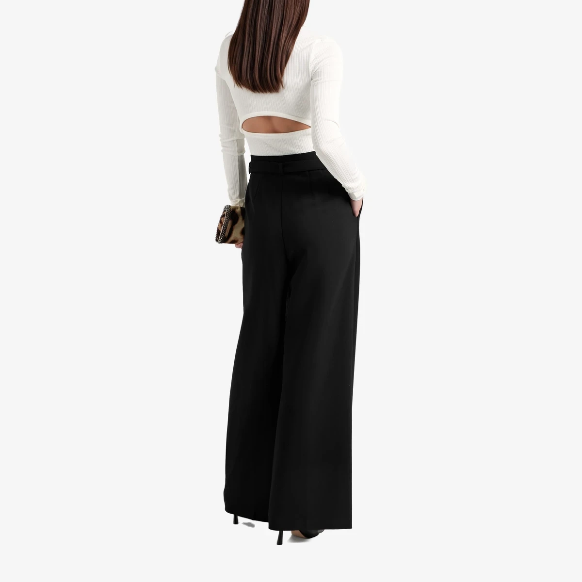 Belted Crepe Wide-Leg Pants ხედი 3