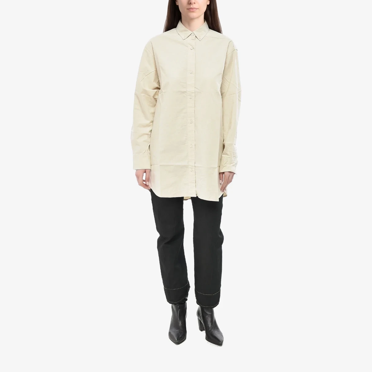 ESSENTIALS Solid-Color Shirt with Button-Down Collar view 4