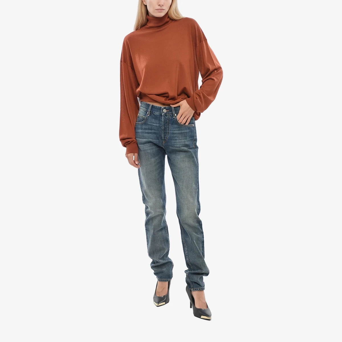 ETOILE Straight-Leg Jeans BILIANA with Visible Topstitching 16cm view 2
