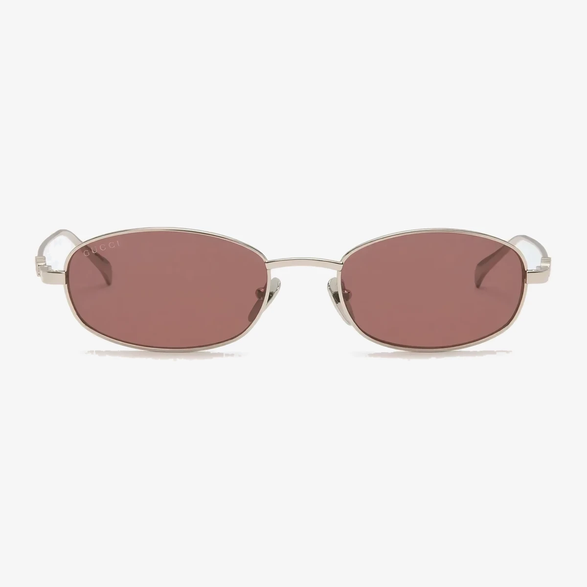 Gucci Silver Oval Frame Sunglasses in Silver