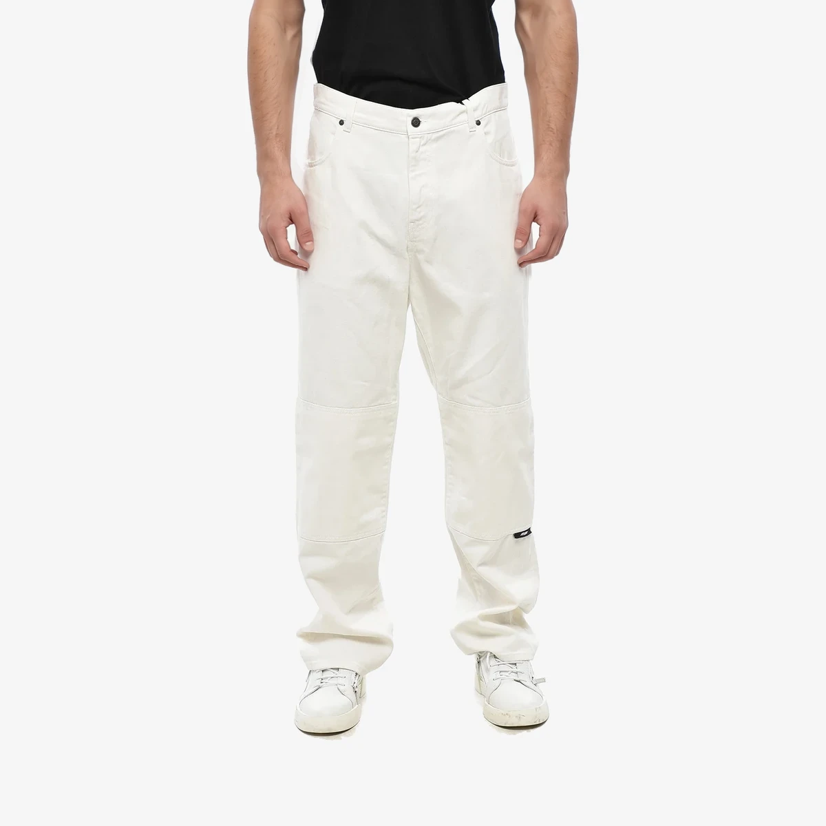 MSGM Straight-Leg Jeans with Contrasting Logo 22cm in White