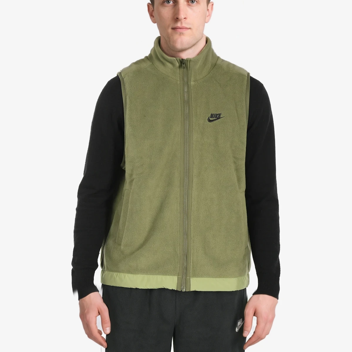 Nike Sleeveless Fleece Jacket with Perforated Lining in Green