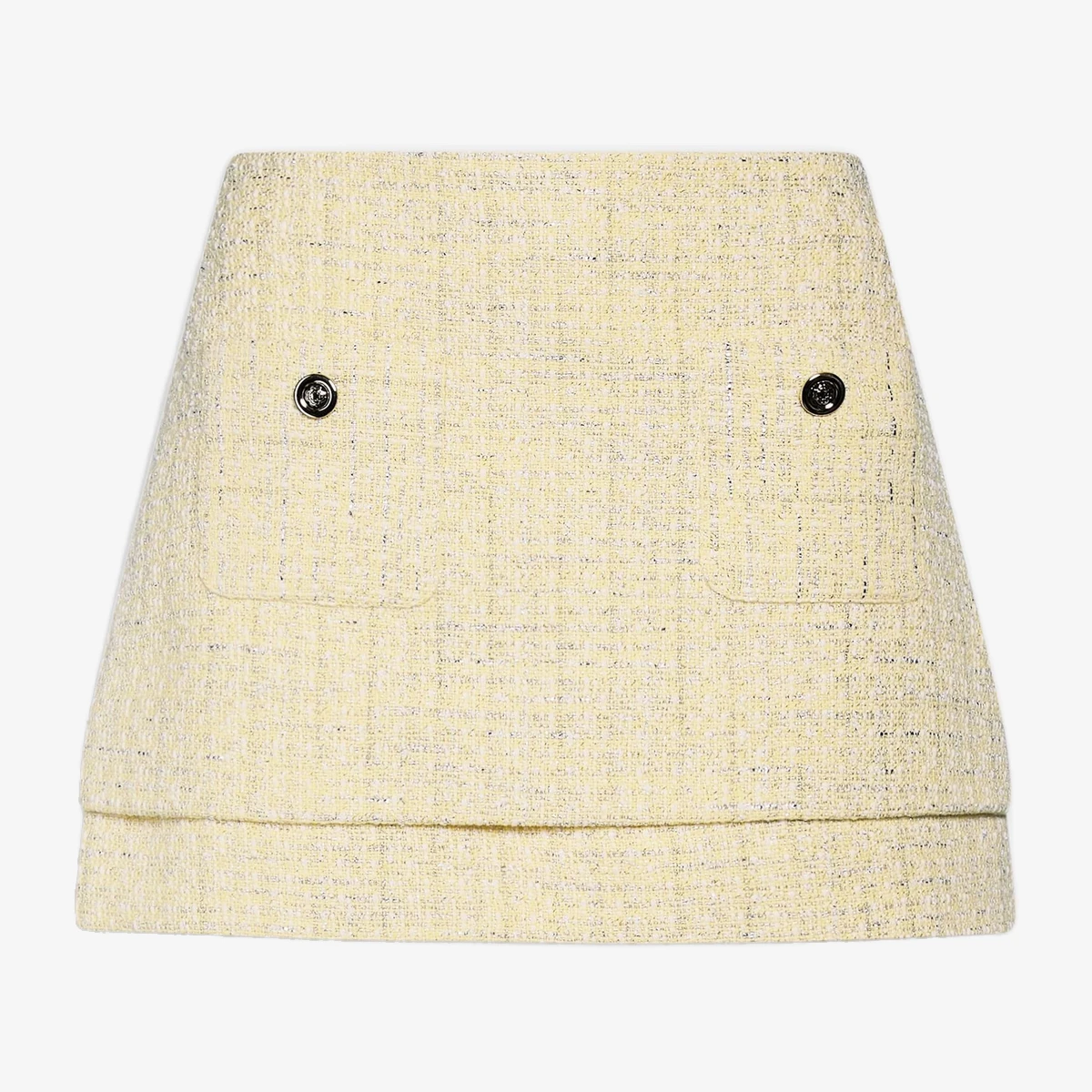 Maje Metallic cotton-blend tweed mini skirt in Yellow