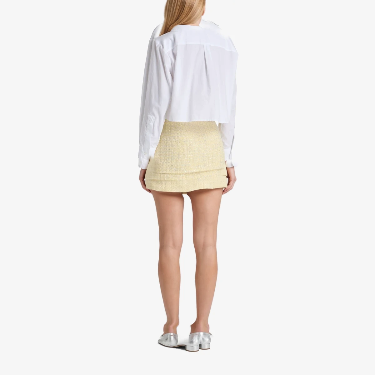 Metallic cotton-blend tweed mini skirt view 3