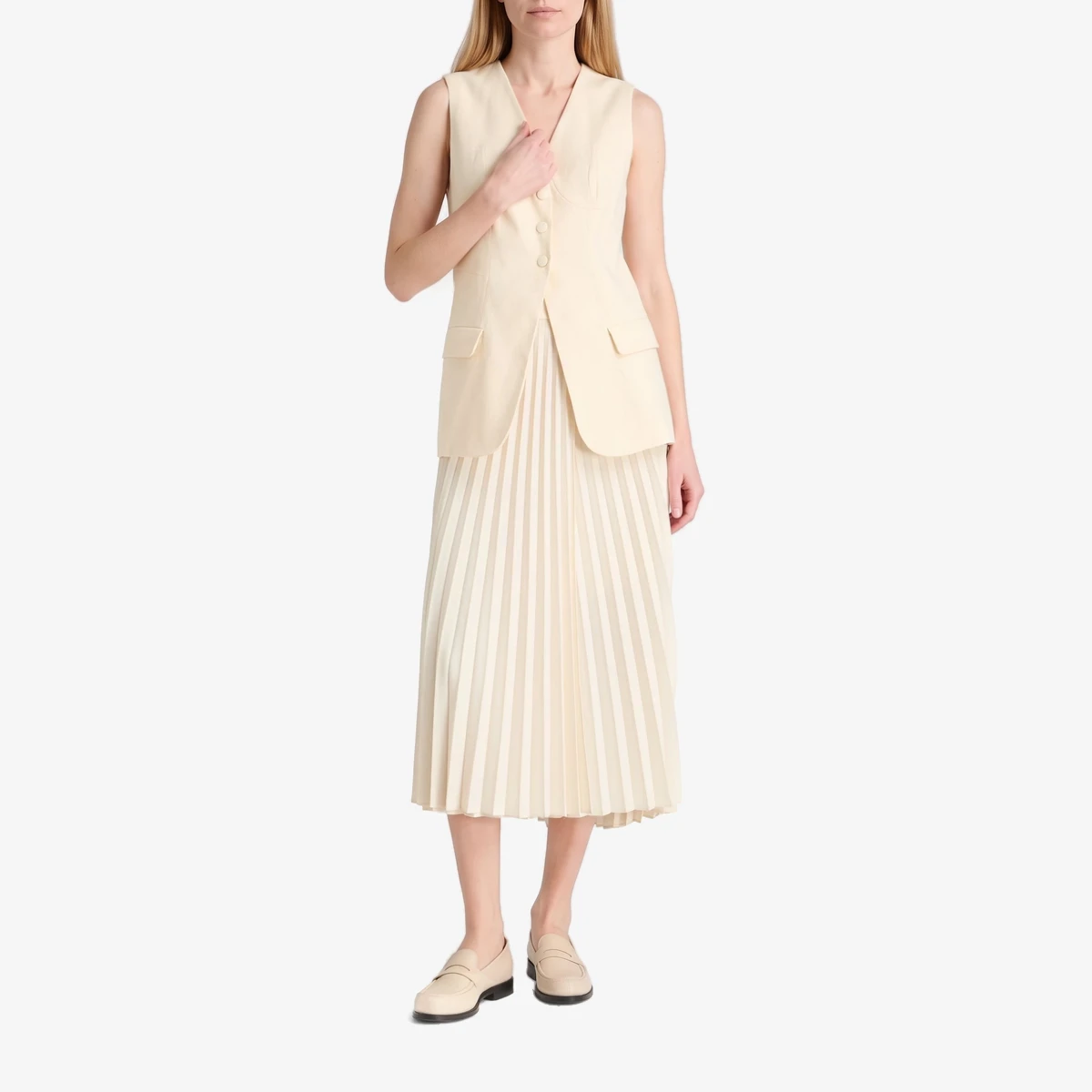 Linen-blend twill vest ხედი 2