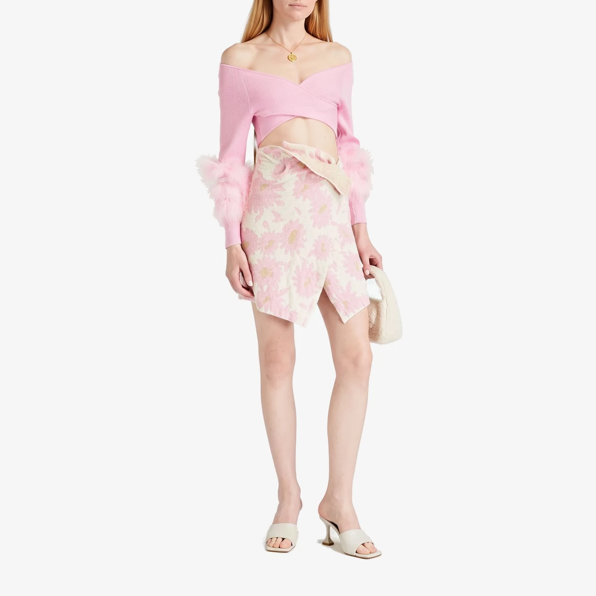 Bagnu Floral Jacquard-Knit Mini Wrap Skirt вид 2