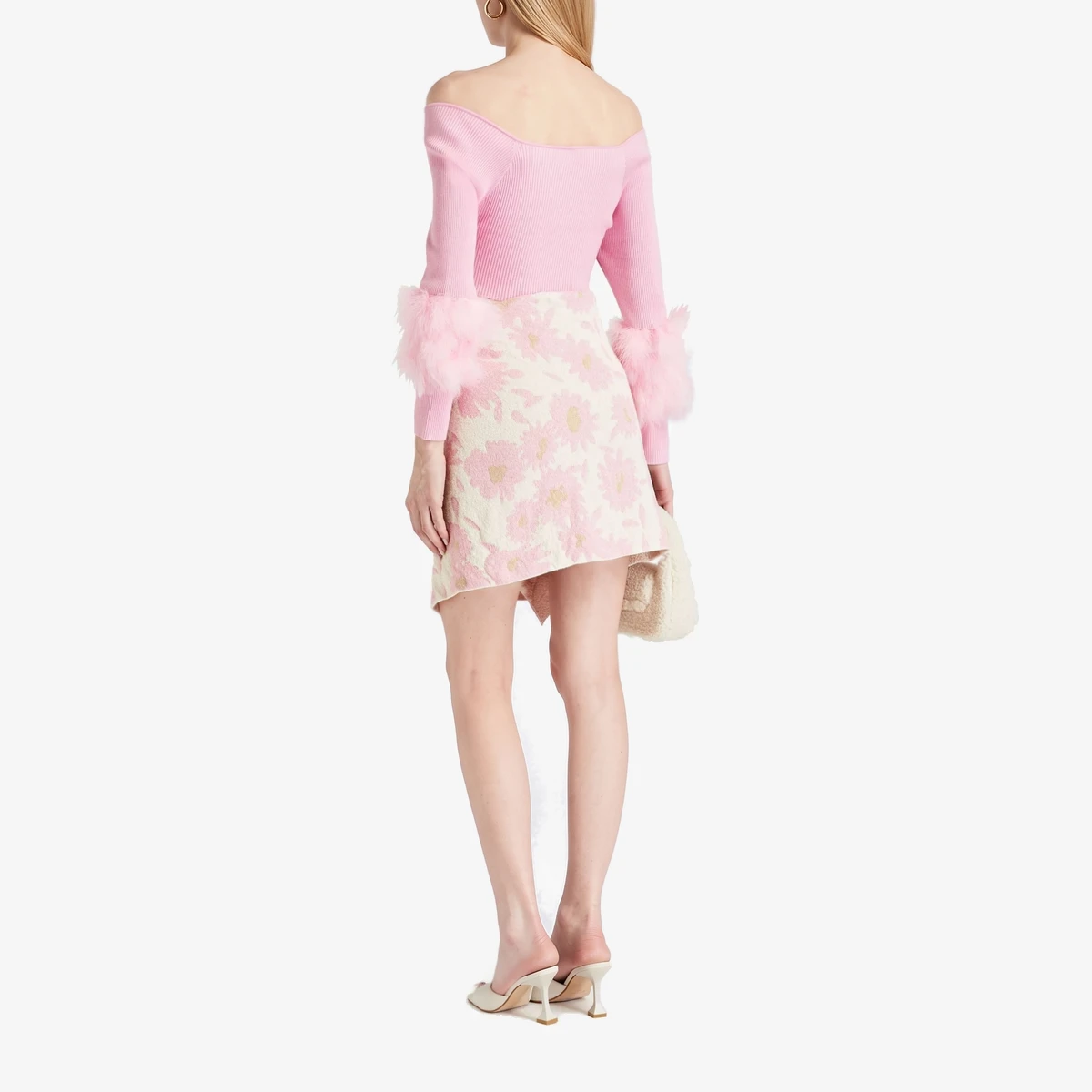 Bagnu Floral Jacquard-Knit Mini Wrap Skirt вид 3