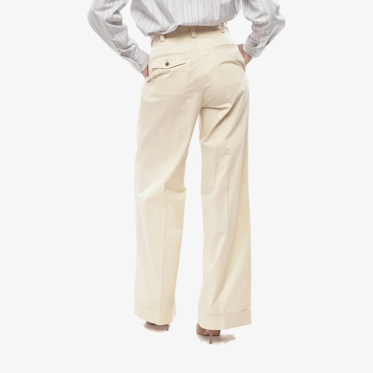 Cotton Two-Pleat Pants with Turn-Ups view 2