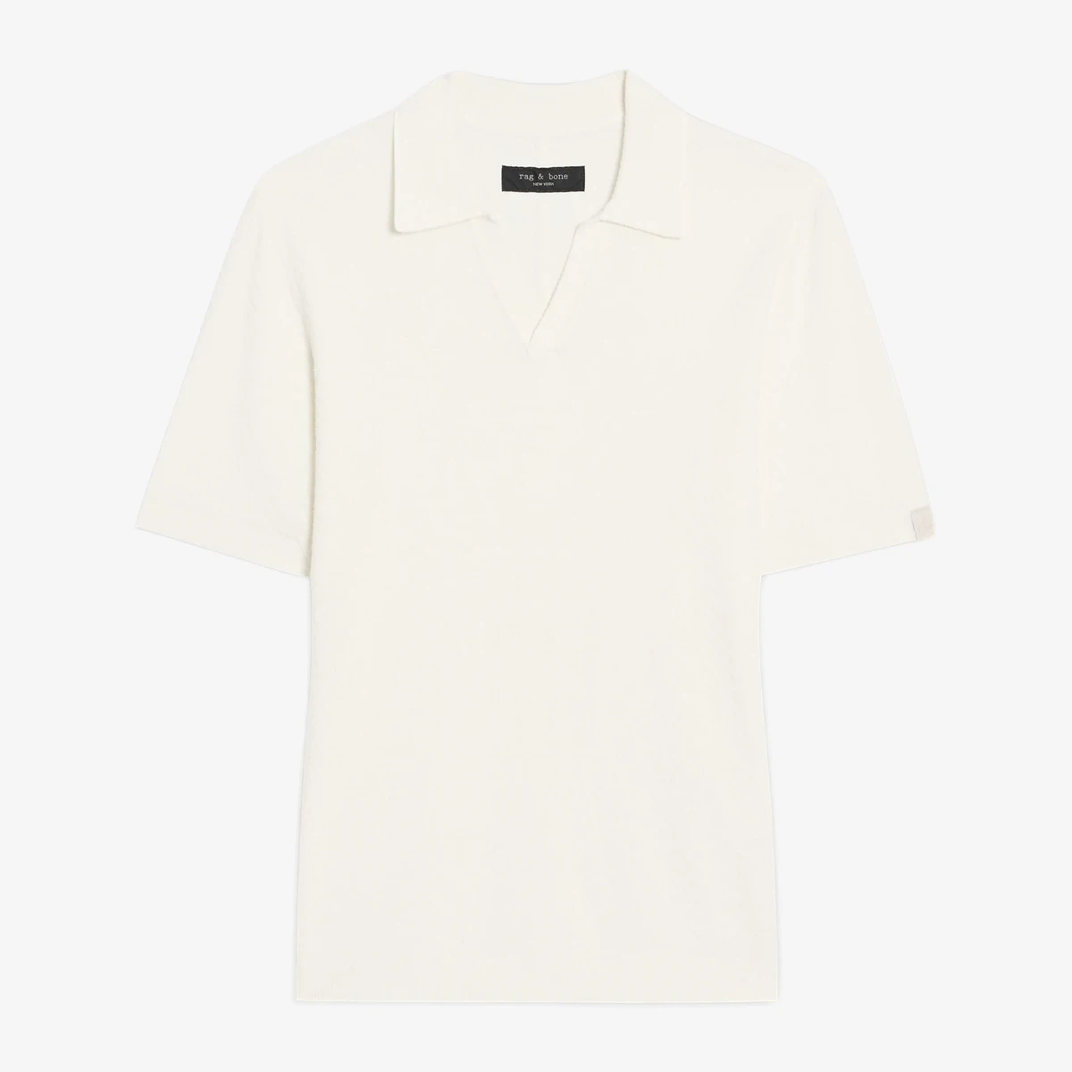Rag & Bone Johnny Herringbone Terry Polo Shirt in Off-White