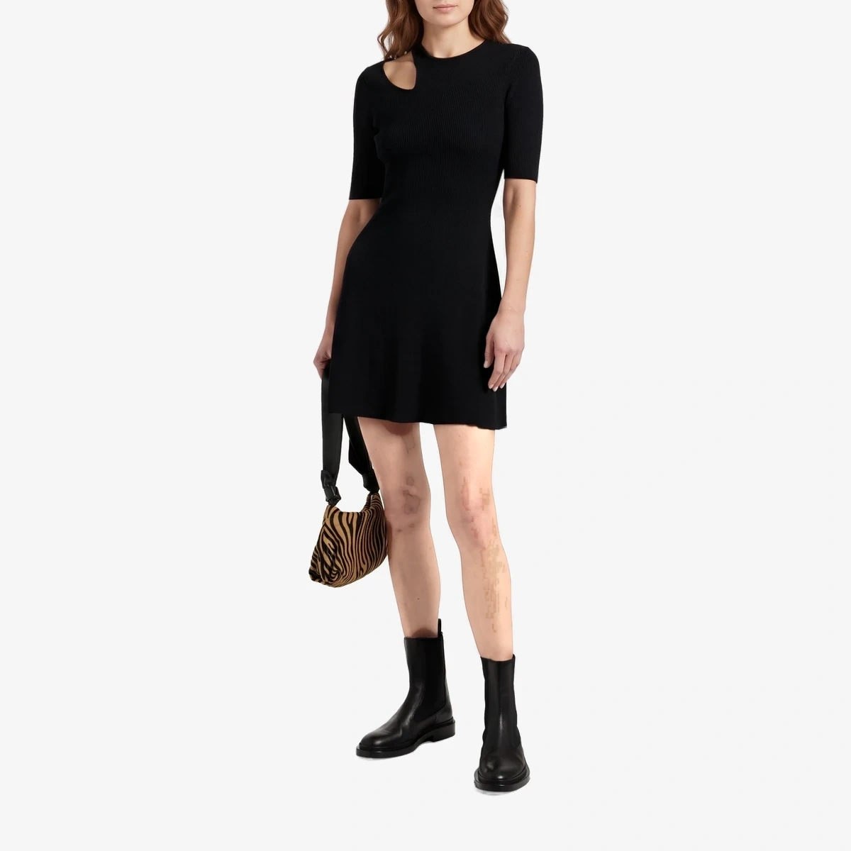 Cutout Ribbed-Knit Mini Dress ხედი 2
