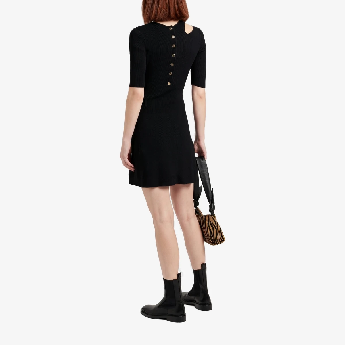 Cutout Ribbed-Knit Mini Dress ხედი 3