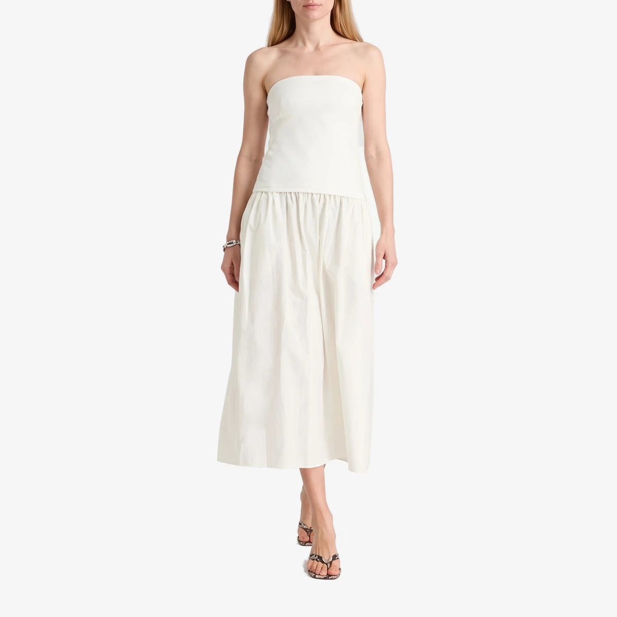 Irina strapless ponte and poplin midi dress view 2