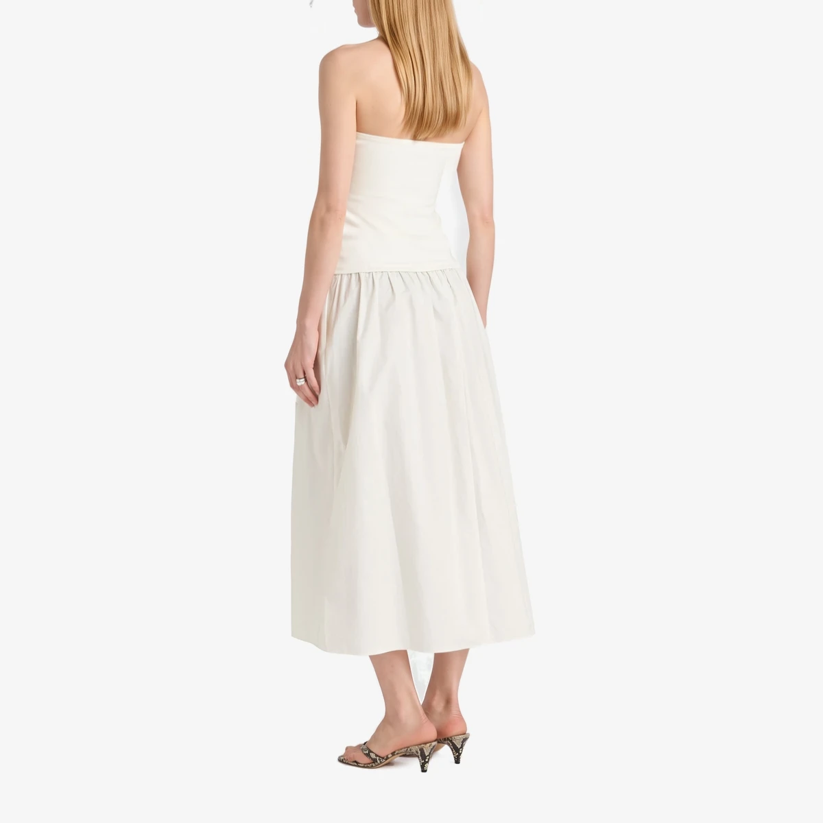 Irina strapless ponte and poplin midi dress view 3