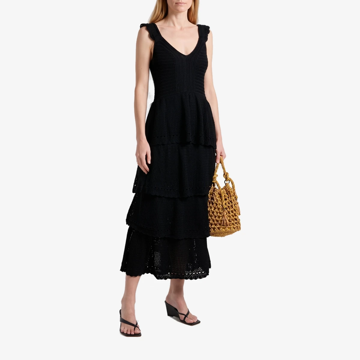 Tiered Crochet Midi Dress view 2