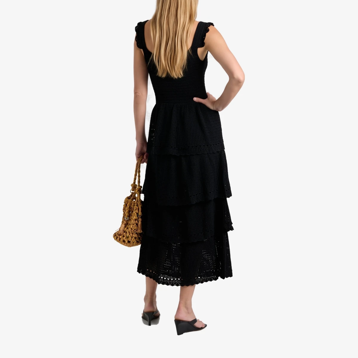 Tiered Crochet Midi Dress view 3