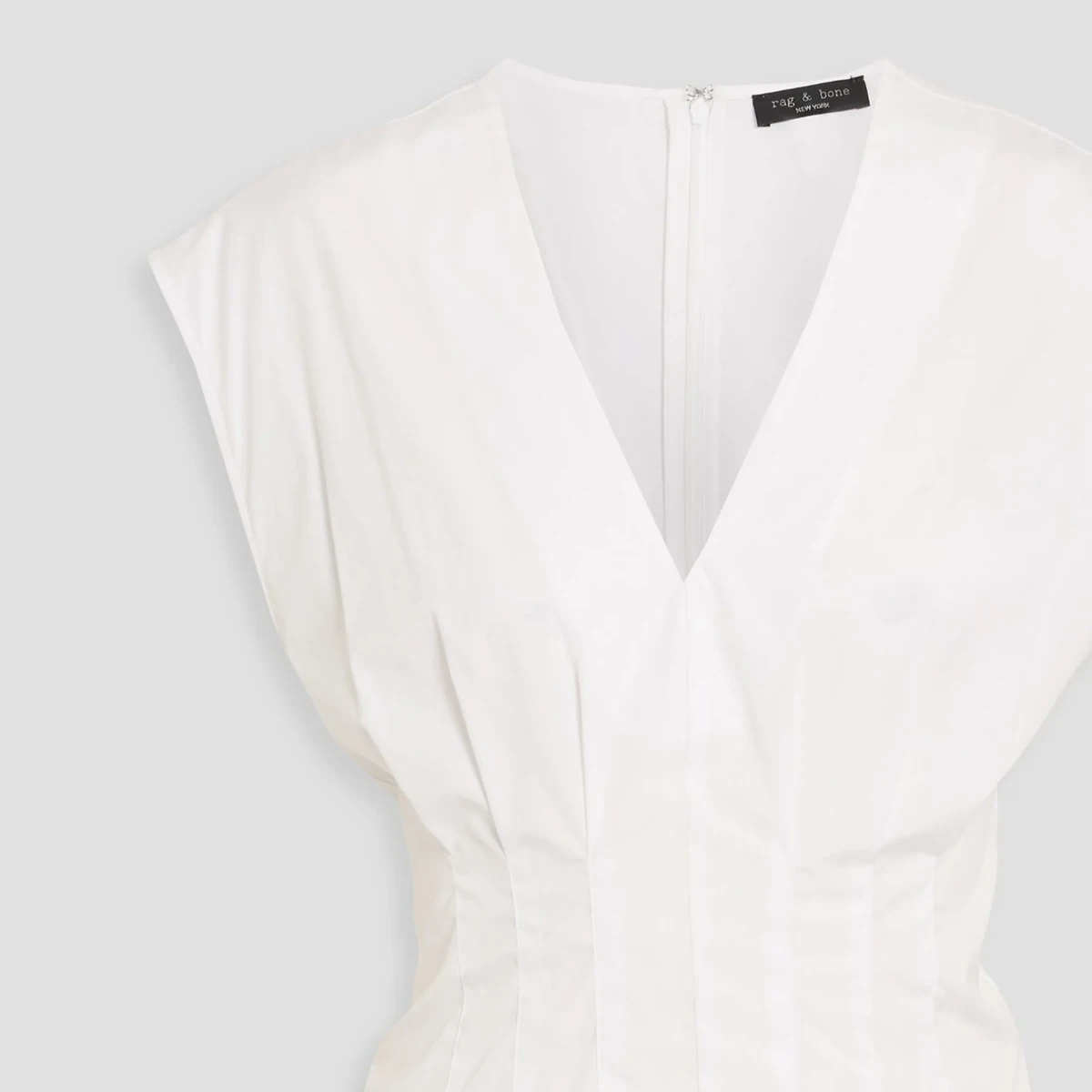 Rag & Bone Ines Pleated Cotton-Poplin Top in White
