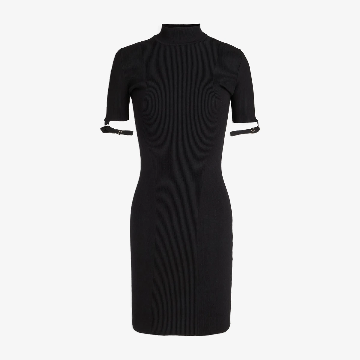 Jacquemus Torre Ribbed-Knit Mini Dress in Black