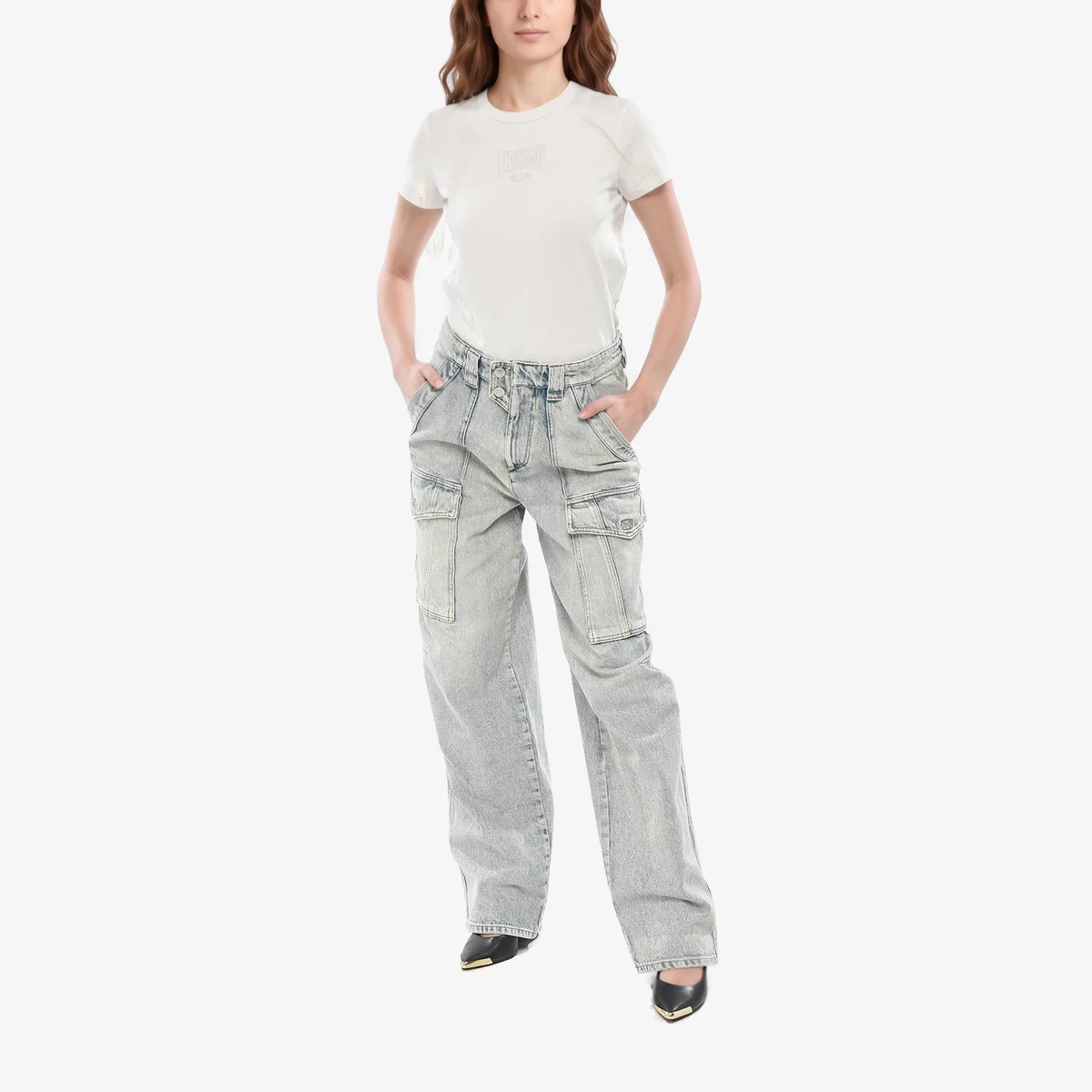 ETOILE Denim Cargo Jeans HEILANI Acid Wash 23cm view 3