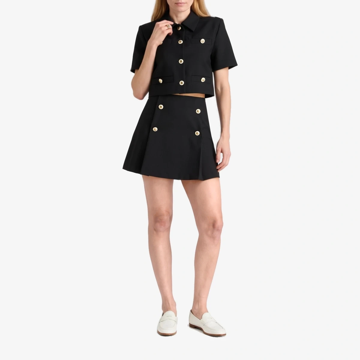 Pleated twill mini skirt вид 2