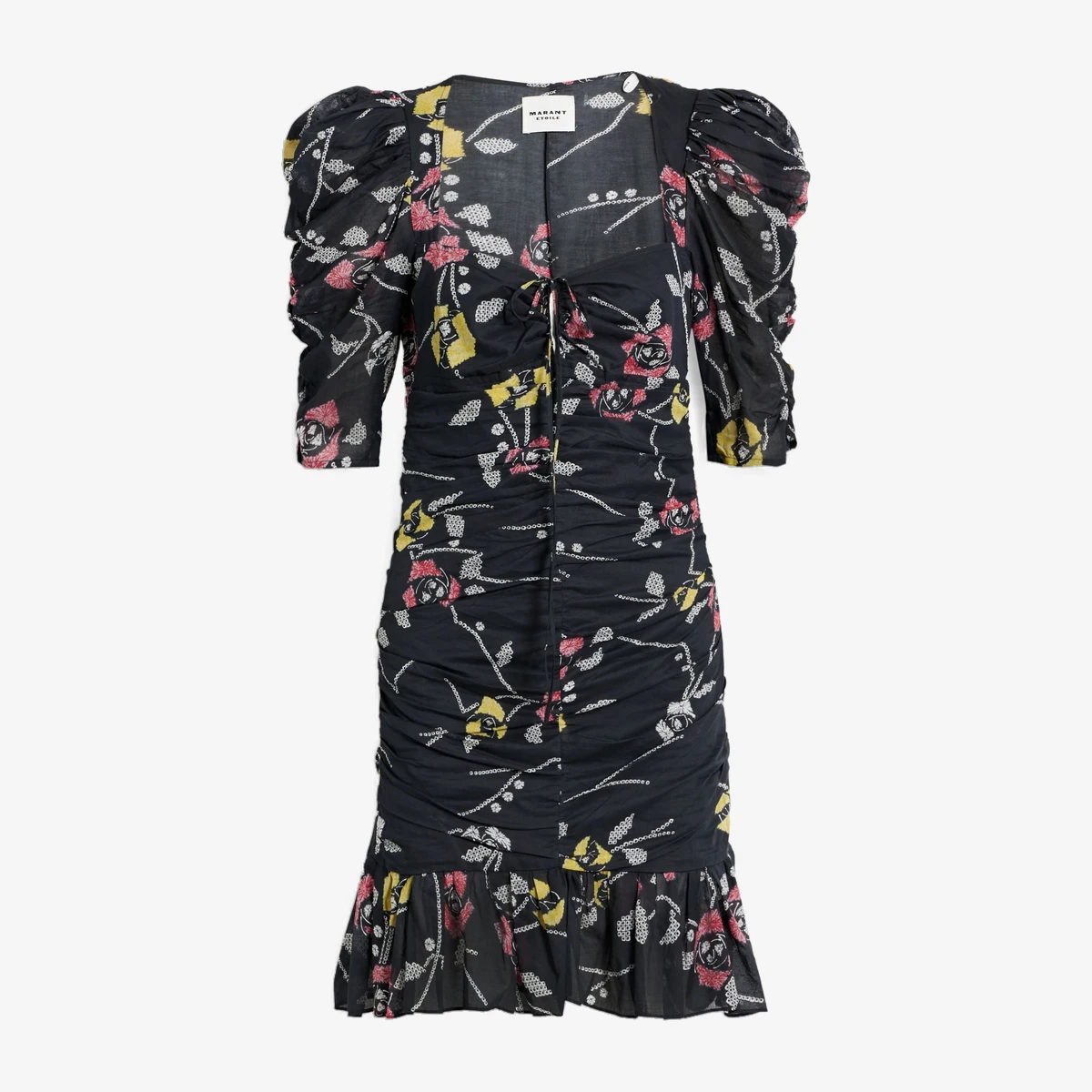 Marant Étoile Galdino Floral-Print Cotton-Voile Mini Dress in Black