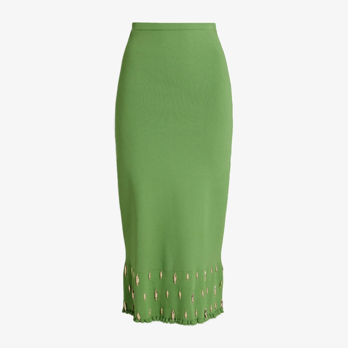 Sandro Embellished stretch-knit midi skirt in Green