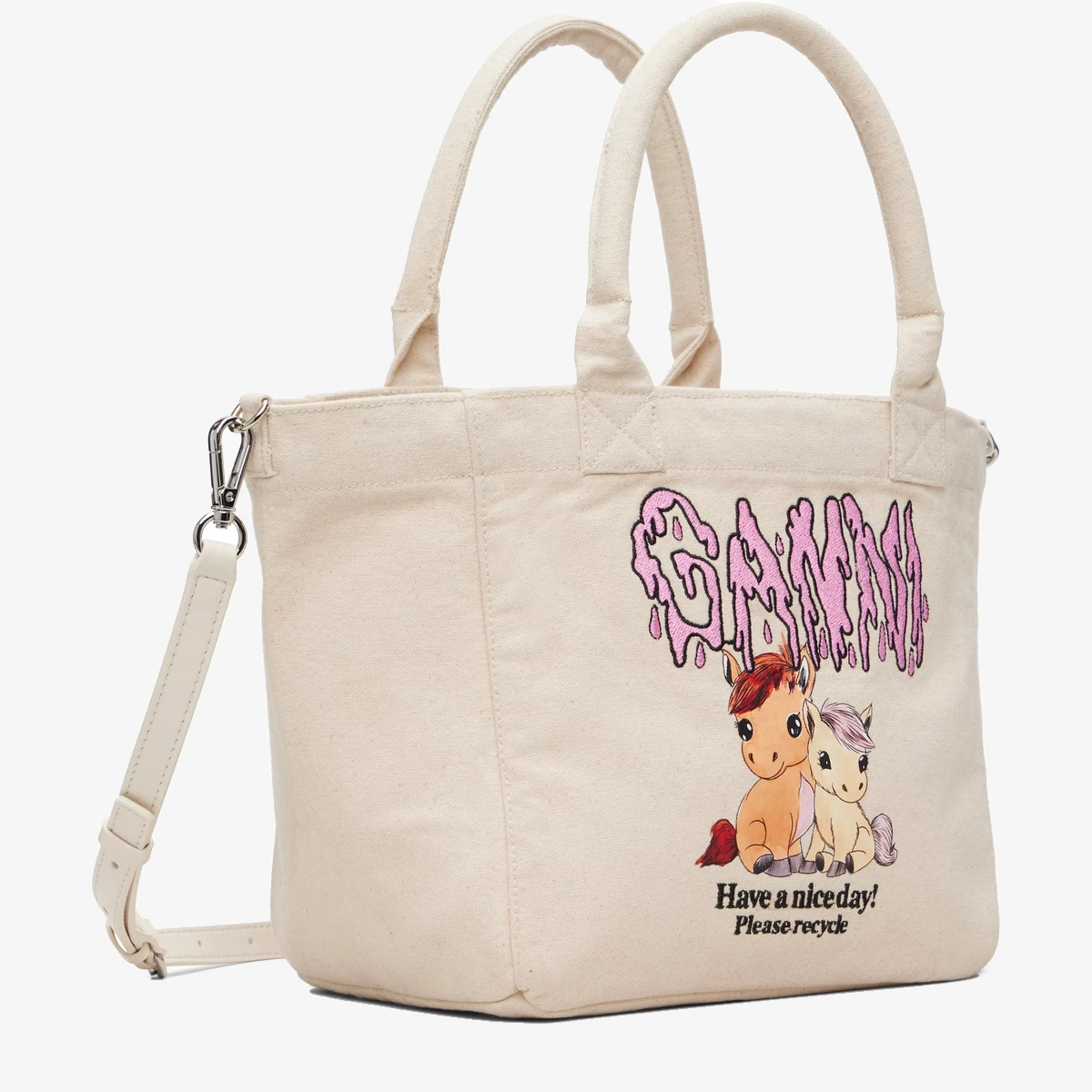 Beige Easy Pony Printed Shopper Tote view 2