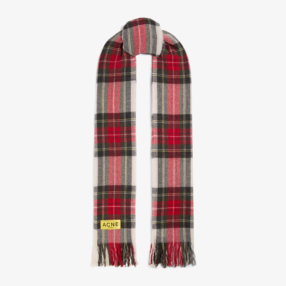 Acne Studios Checked Wool and Cashmere-Blend Scarf in Red
