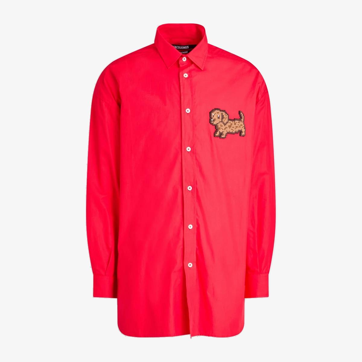 Jacquemus Embroidered Cotton-Poplin Shirt in Red