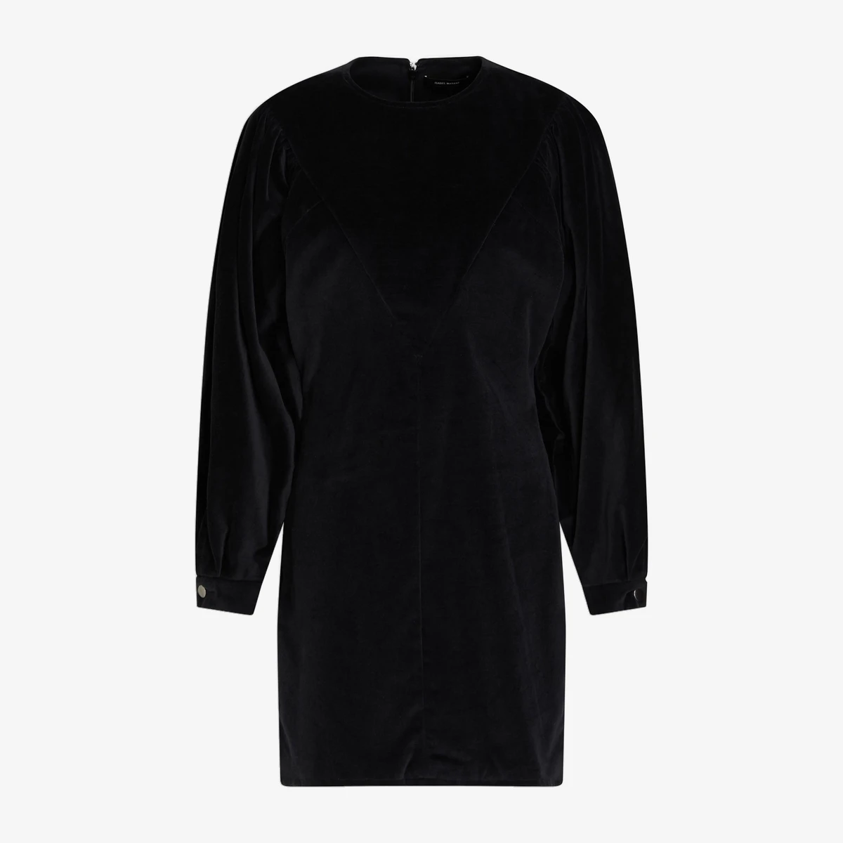 Isabel Marant Dilavio Gathered Cotton-Velvet Mini Dress in Black