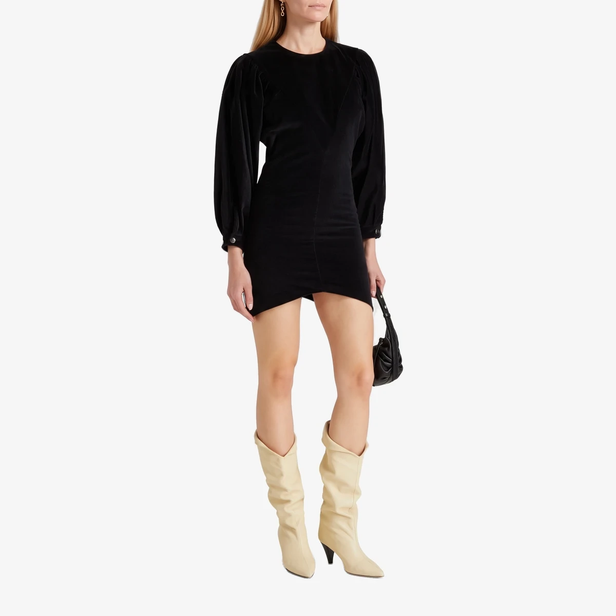 Dilavio Gathered Cotton-Velvet Mini Dress view 2