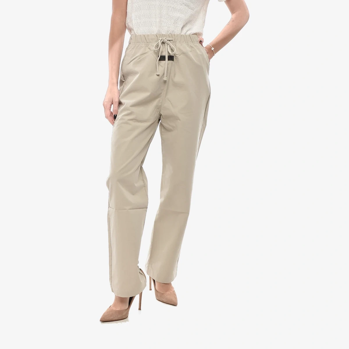 Fear of God Cotton-Blend Pants with Elastic Waist in Beige