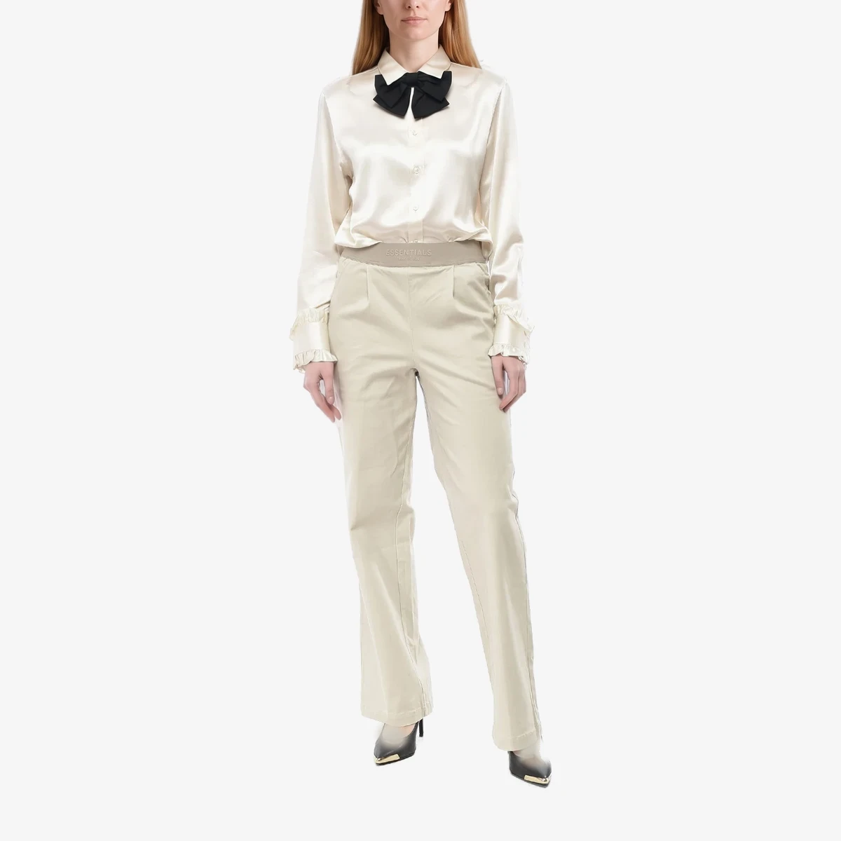 ESSENTIALS Single-Pleat Pants With Elastic Waist вид 3