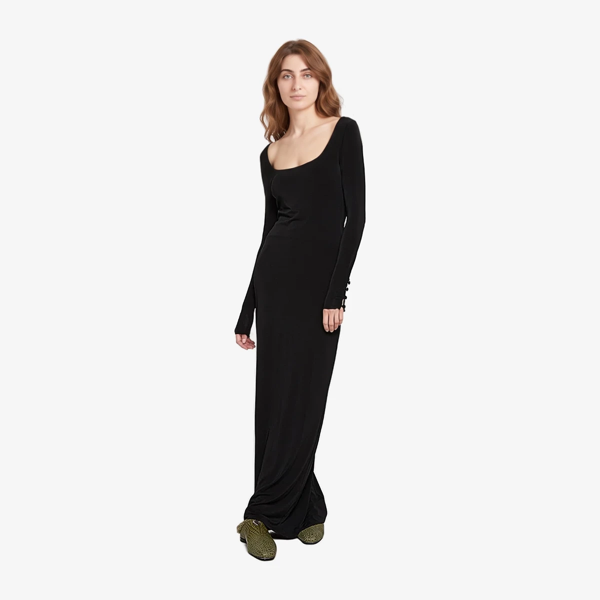 Alohas Maxi Dress with Back Cut-Out in Black