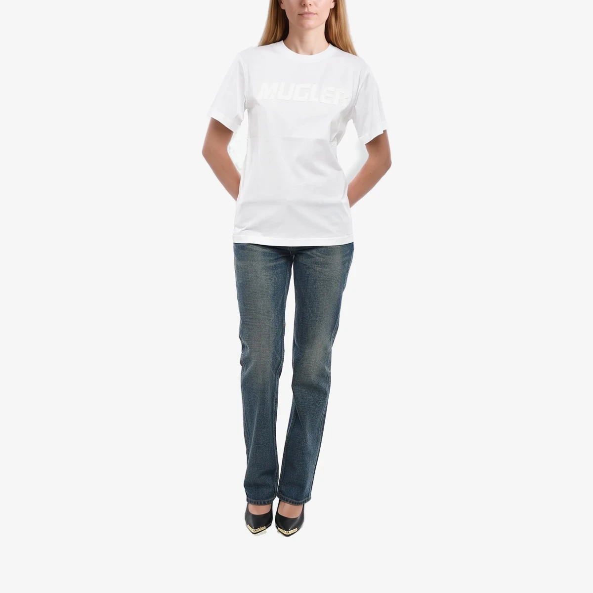 Cotton Crewneck T-Shirt with Embossed Logo ხედი 2