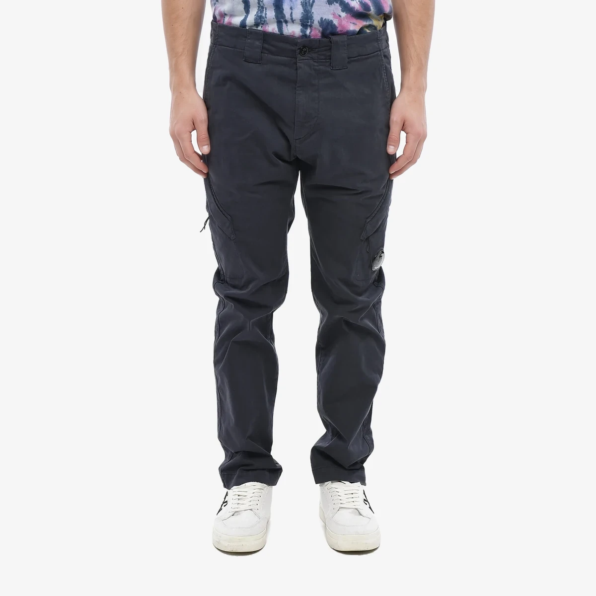 CP Company Solid-Color Cotton Cargo Pants in Blue