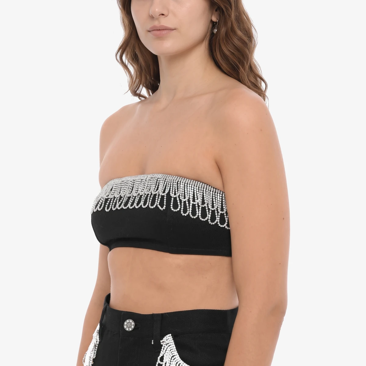 Cotton Twill Bandeau Top With Jewelry ხედი 3