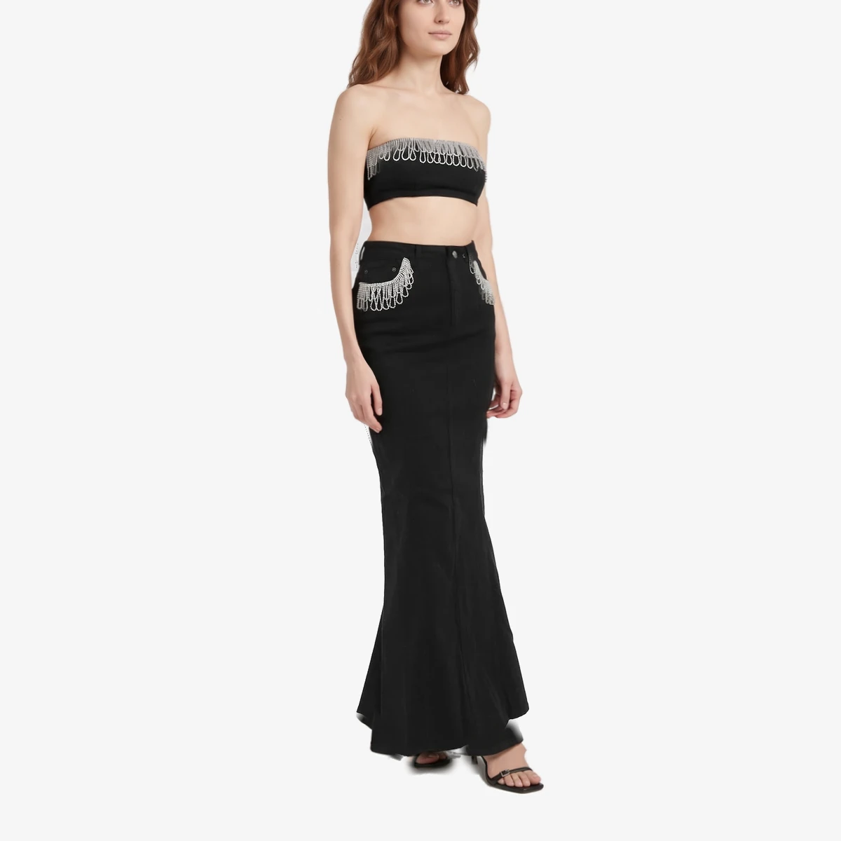 Cotton Twill Bandeau Top With Jewelry ხედი 4