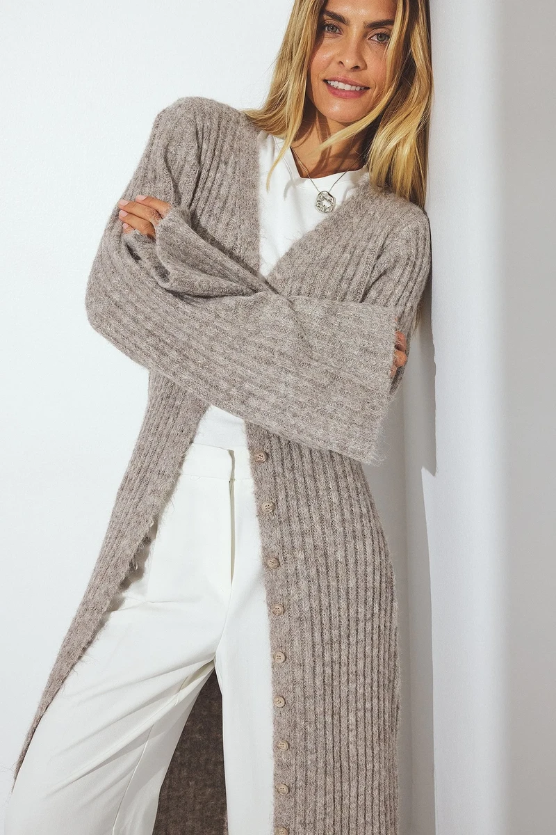 Cardigan - beige melange ხედი 2