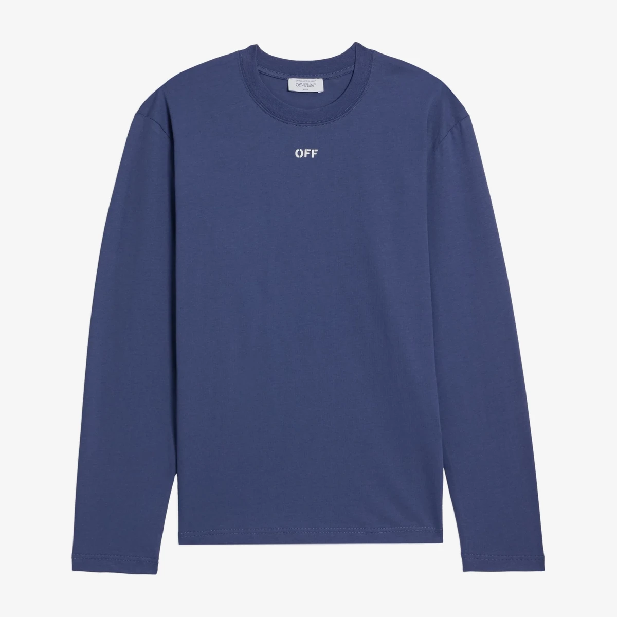 Off-White Printed Cotton-Jersey Long-Sleeve T-Shirt in Navy